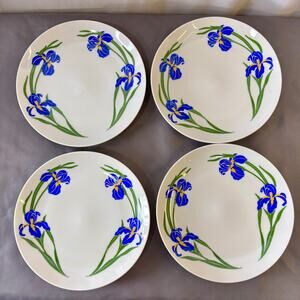 Iris Seymour Mann Botanica Water Colors Lot of 4 Salad Plates By Eda 7 1/2" VTG